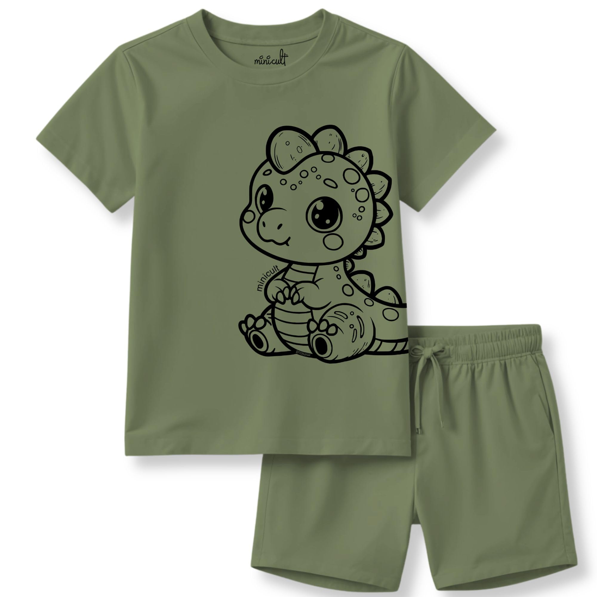 minicult Matching CottonTshirt and Shorts coords with cute animal Prints(Dino Combo 2)(Pack of 2)(2-3 Years) - Image 5 thumbnail