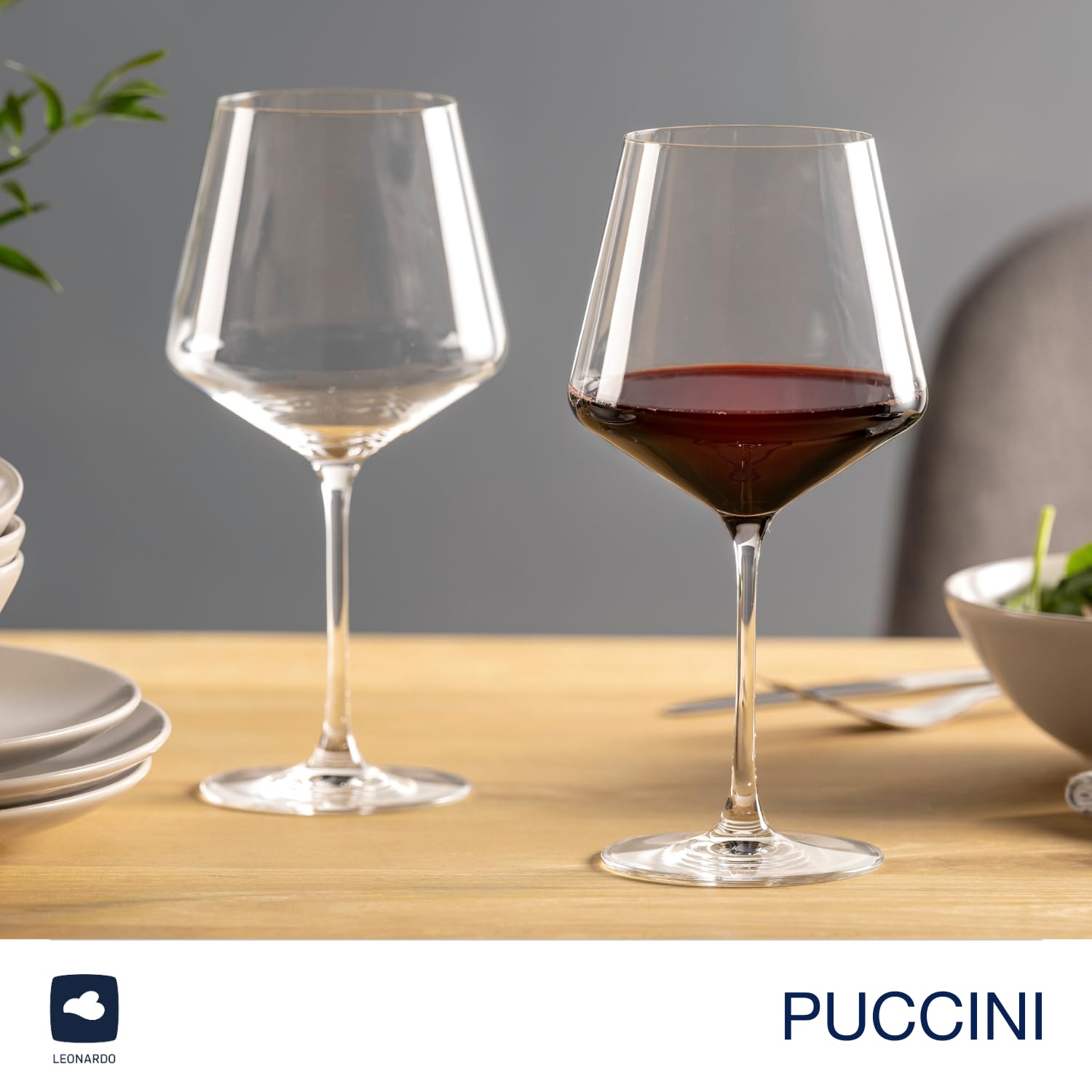 LEONARDO HOME Copas de vino PUCCINI de color burdeos (juego de 6) con paño de pulido • Vasos de vino aptos para lavavajillas (730 ml) • Resistente a los golpes y uso diario • 040981