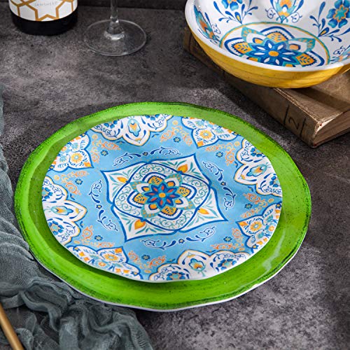 Melamine Dinnerware Set 12 Pcs Durable Dishware Colorful Plate Bowl Set Dishwasher Safe Shatter Proof Chip Resistant Not Microware Not Oven (Multicolor) #TOP6