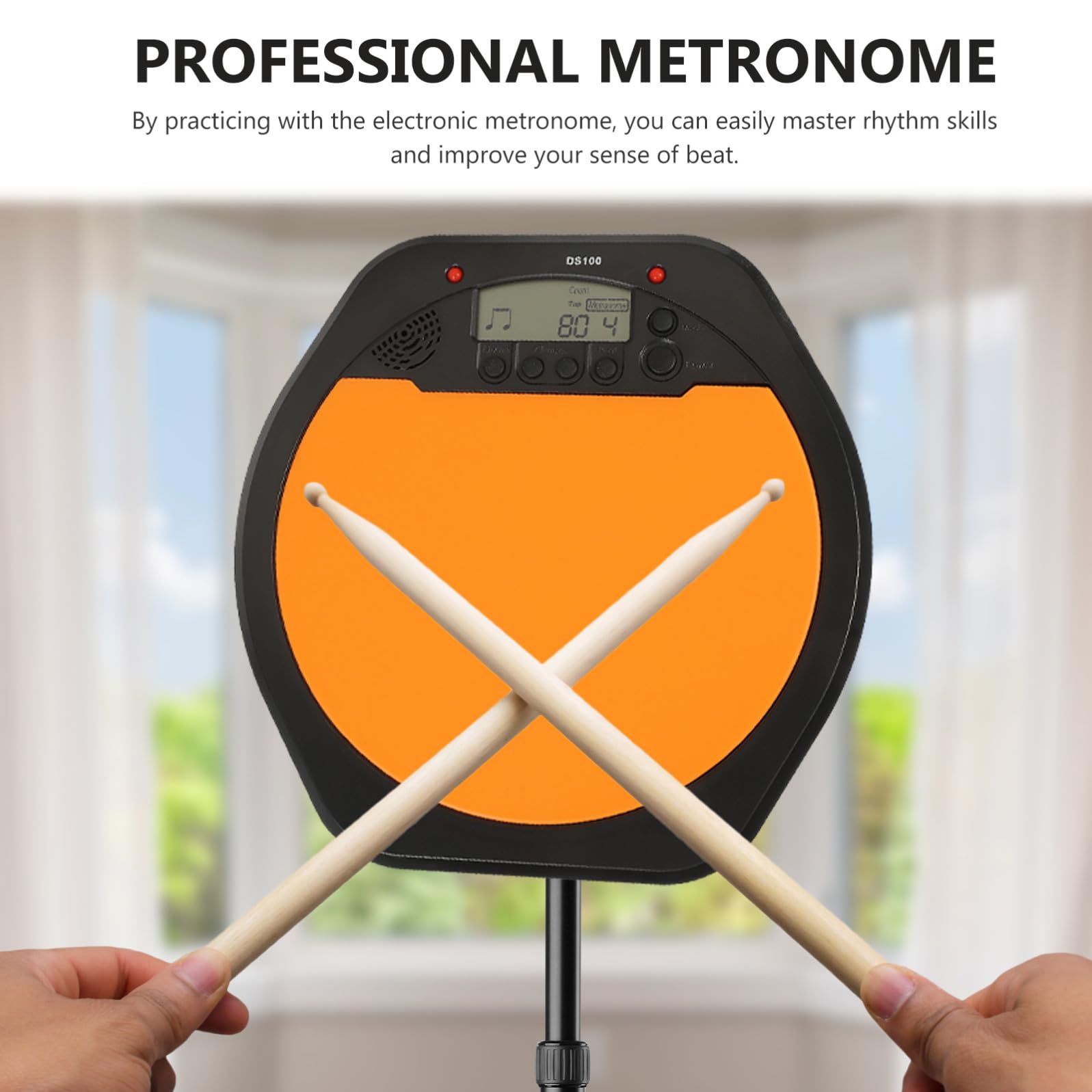 BETOOKY Pad de Práctica de Batería Electrónica Metrónomo Digital y Pantalla Lcd, Resistente Antideslizante, Material Asb y Silicona para Entrenamiento Musical