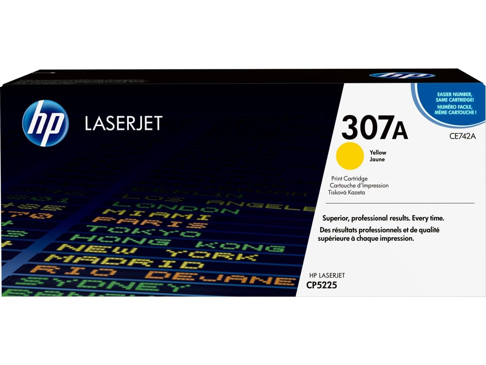 HP 307A CE742A Yellow Original Toner Cartridge 7,300 Pages for HP ColorLaserJet CP5220, CP5225, Color Laserjet Professional CP5225n and CP5225dn Printers