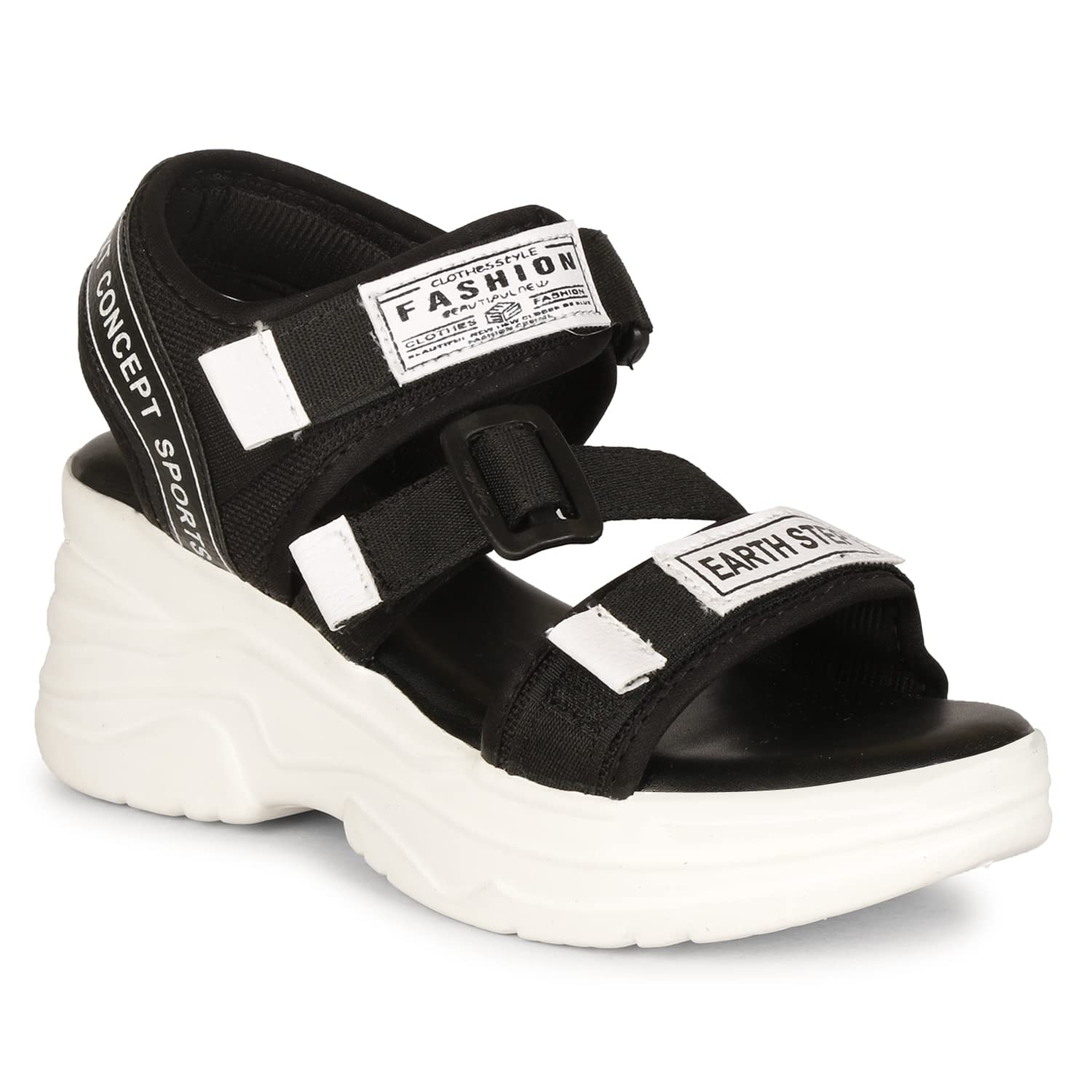 Earth Step Presents New Casual Comfot Wedge Heel Fashion Sandal For Womens And Girls, 4 UK, Black (B09TRWTC77) Amazon Price History, Amazon Price Tracker