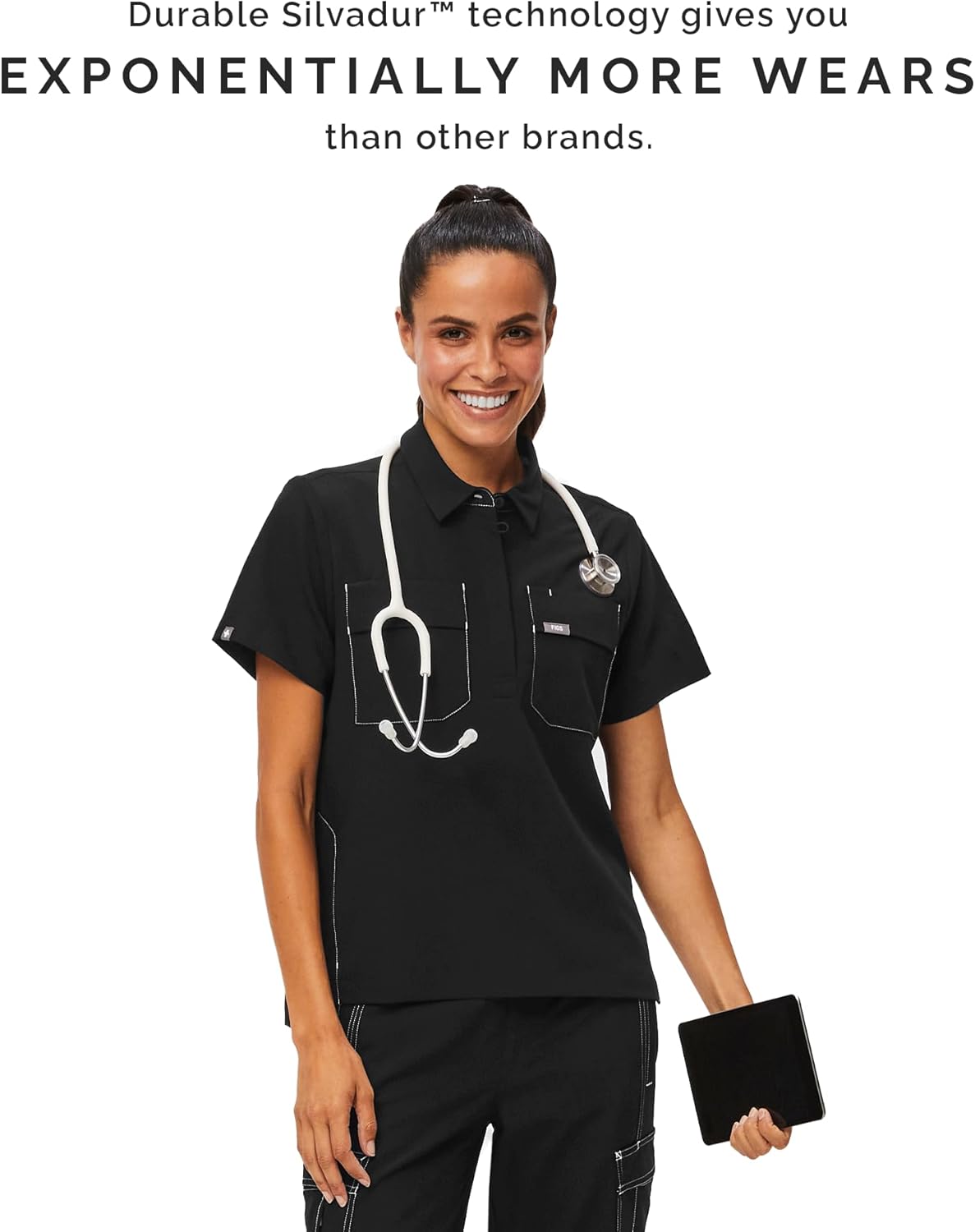 FIGS Saiya Cargo Scrub Top for Women — Classic Fit, 3 Pocket, Collared, Anti-Wrinkle, 4-Way Stretch — Amazon Exclusive