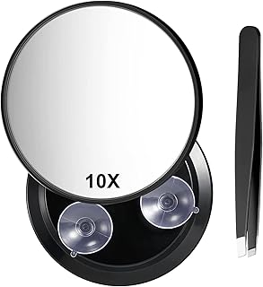 wlertcop Magnifying Mirror 10x Travel Magnifying Mirror Compact Mirror with Tweezer Cosmetic Mirror Magnified Makeup Mirror tweezer magnifying mirror for Eyebrow Tweezing Makeup & Bathroom Shaving
