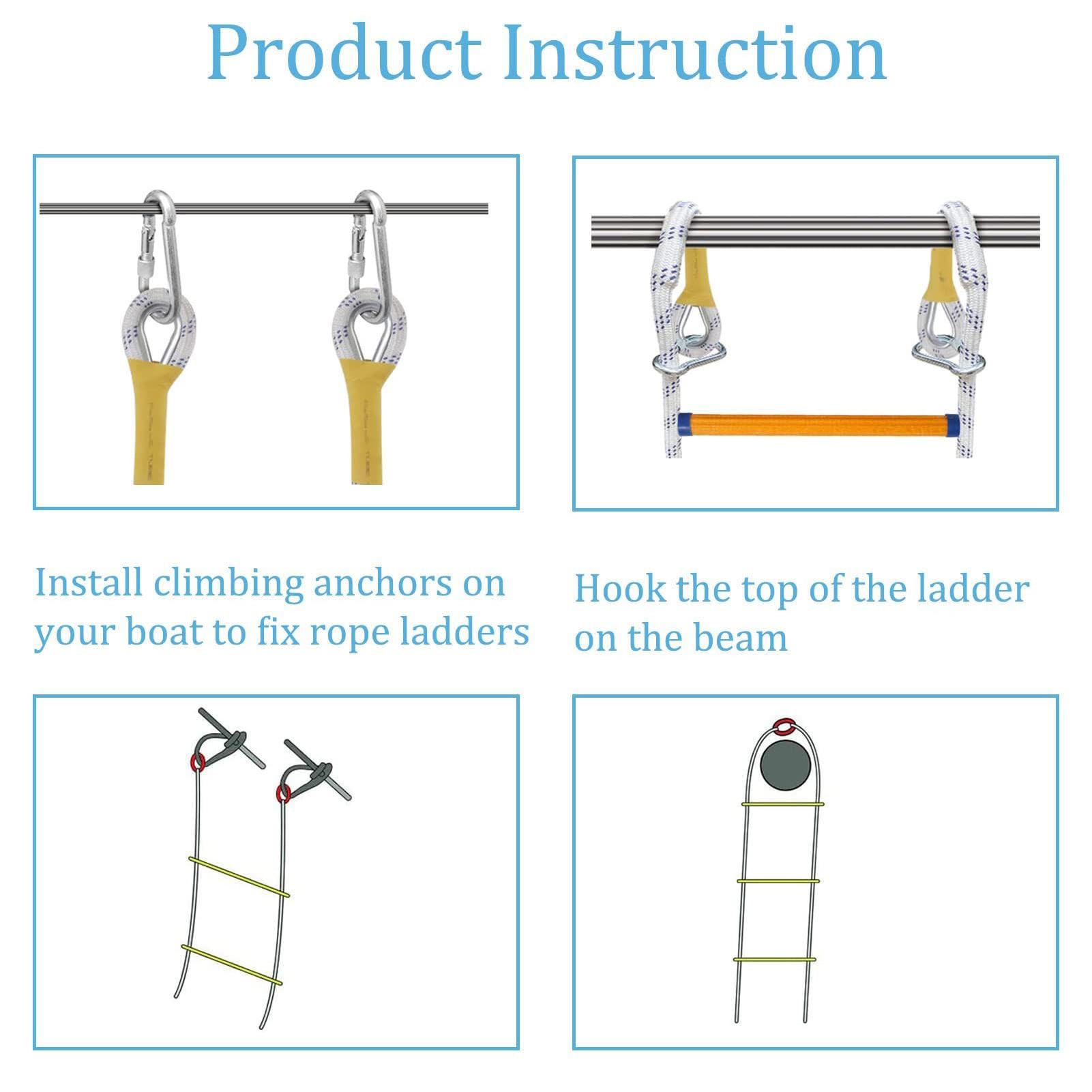 4 Stufen Bootsleiter Marine-Strickleiter Boots-Strickleiter Bootsleiter Klappbar Strickleiter Mit 2 Haken Schlauchboot Leiter Bootsleiter Für Boot Abnehmbar Für Schlauchboot Kajak Motorboot Kanufahren