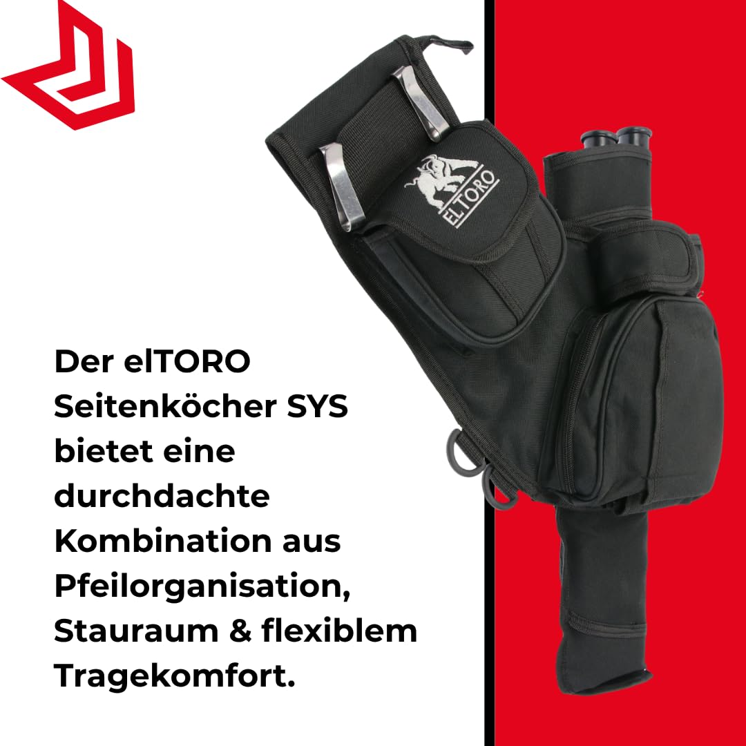 elToro Seitenköcher Sys Linkshand, Gürtelköcher für Bogenschießen | 3 Röhren für Pfeile, Köcher für Pfeil und Bogen, Bogensport Zubehör