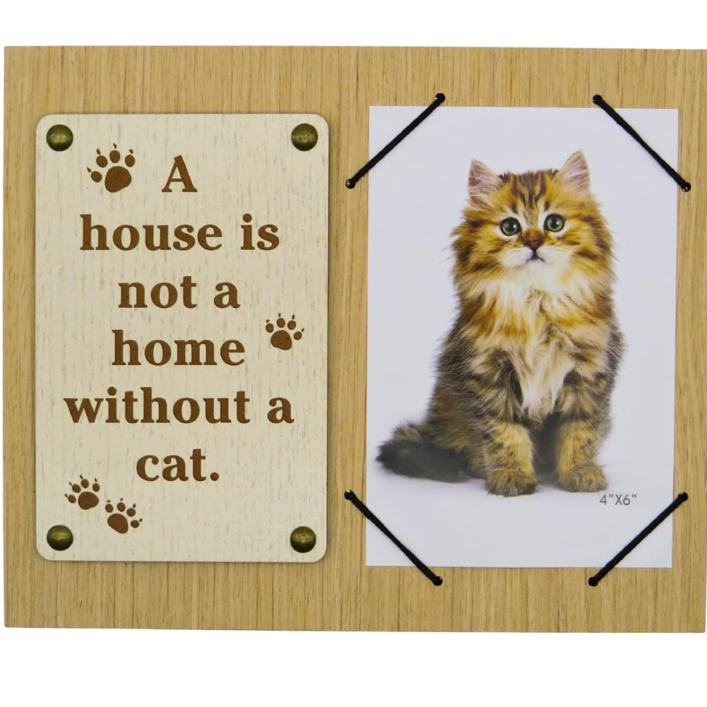 Lily's Home Katzen-Bilderrahmen Aus Holz – 22,9 X 30,8 Cm, Mit Herzförmigem Foto-Slot & Staffelei-Ständer