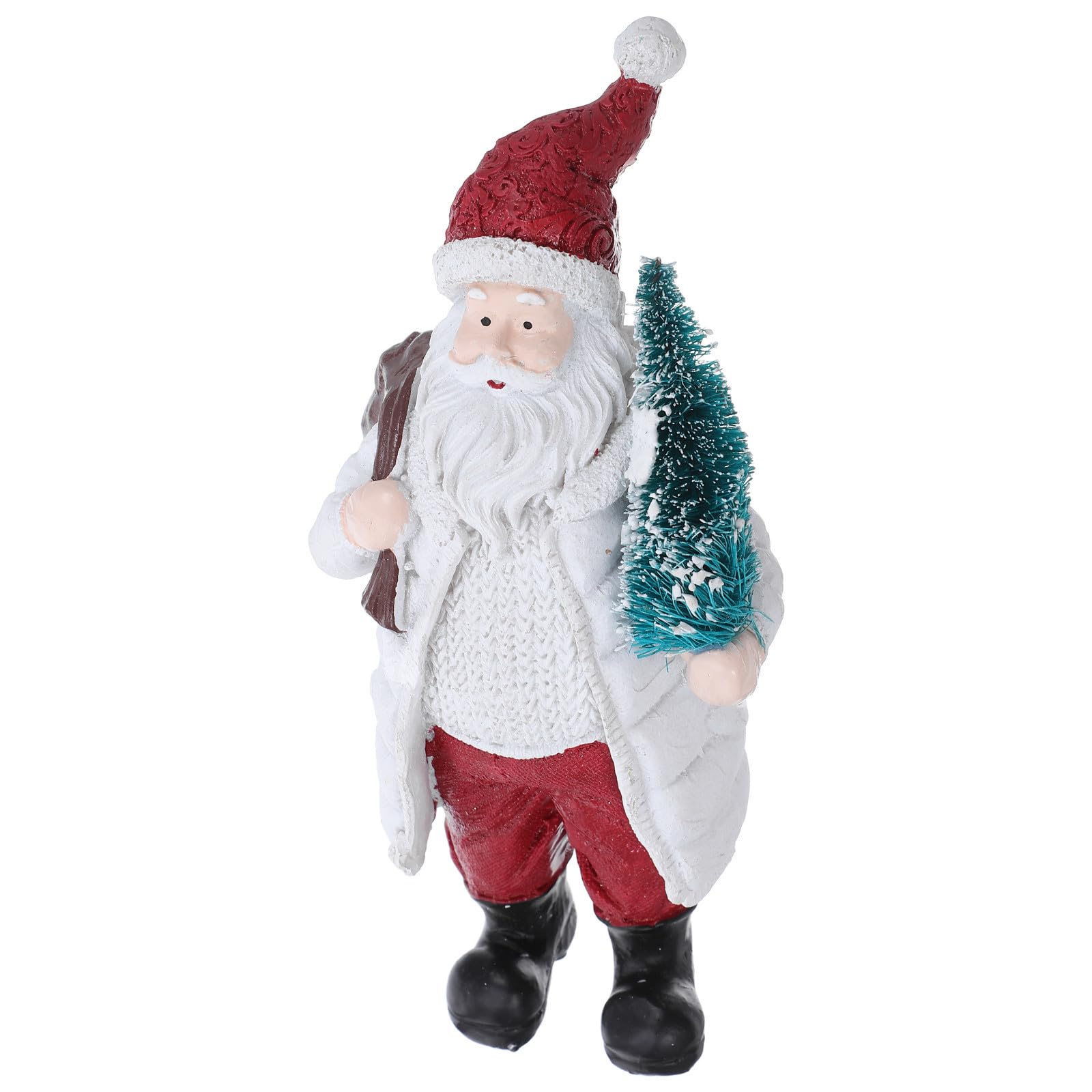 FRCOLOR 2 Piezas Adorno Navideño de Papá Noel de Resina con Árbol y Bolsa