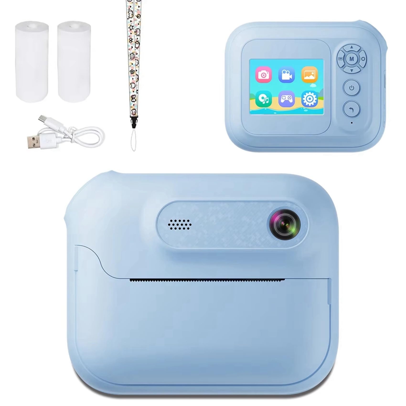 5X Fotocamera Digitale Istantanea HD 1080P 1300mAh per Bambini con Lettore MP3 e 5 Giochi, Regalo di Compleanno per Ragazze e Ragazzi B