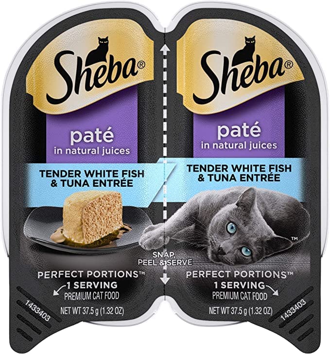 Sheba Perfect Portions Pat Wet Cat Food Trays, 24 Twin-Packs