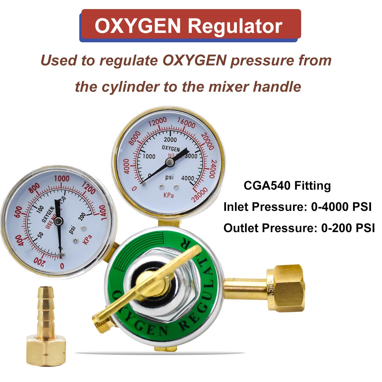 2 Pieces Oxygen and Acetylene Regulator Set, Oxygen & Acetylene Regulators, Oxy Acetylene Gauges Cutting Torch Gauges for Gas Welding Brazing Cutting (CGA540 and CGA510)