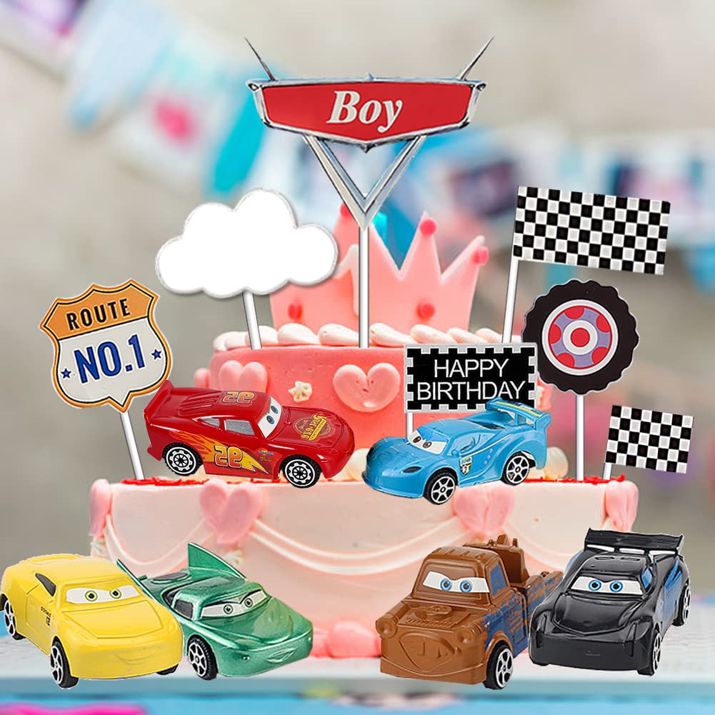 BRITIVIVE Cars Geburtstags Deko - 25 Stück Cake Topper Auto Motive