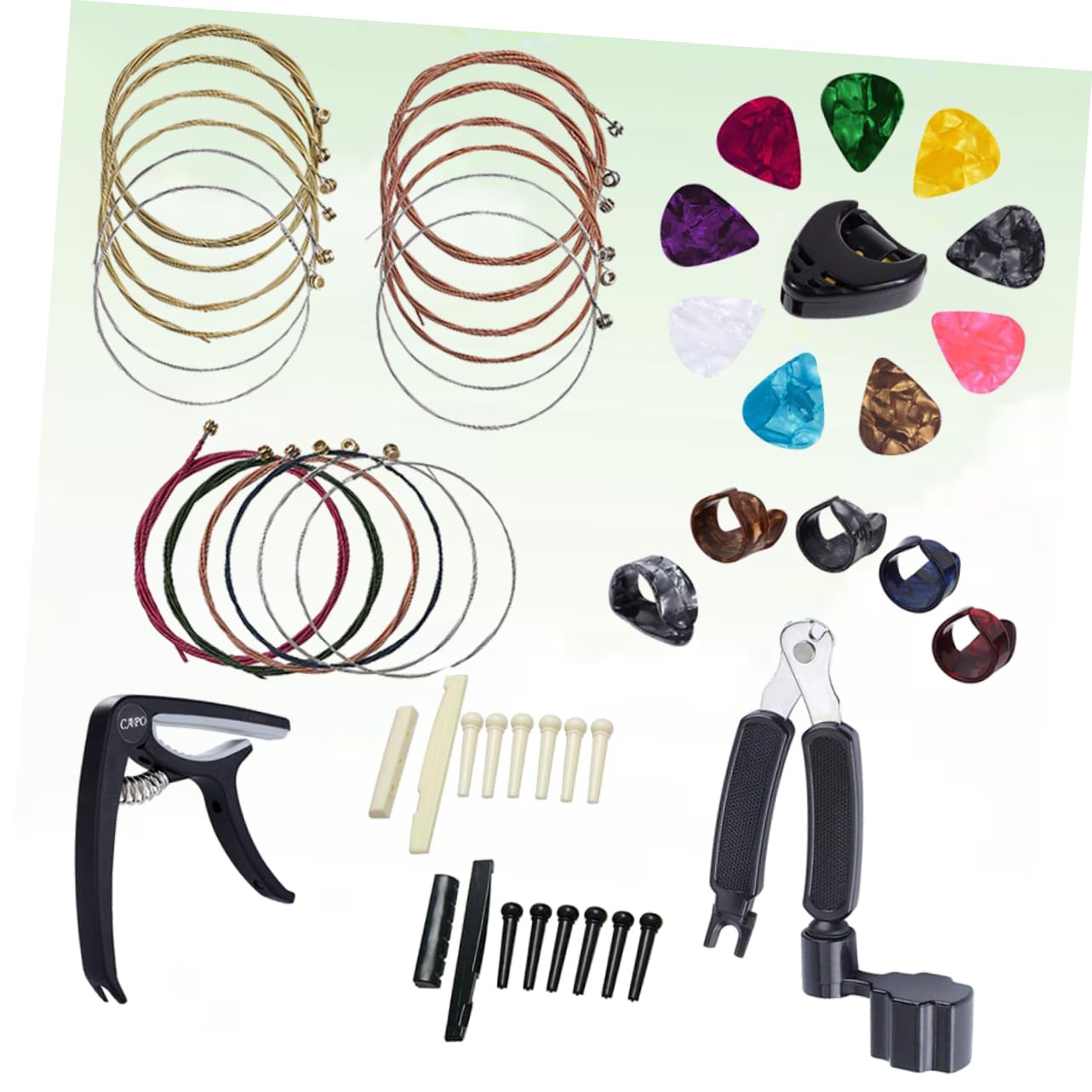 Toyvian 3pezzi Accessori Per Chitarra Capotasto Plettro e Kit Per Sella e Nut Strumento Di Cambio Stringhe Con Avvolgitori e Supporto Nero