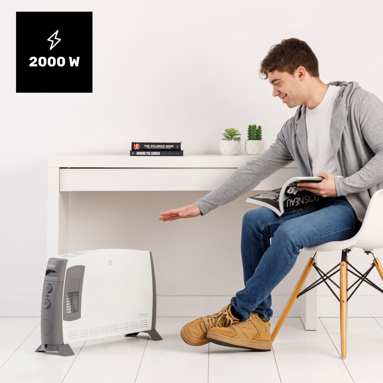 Taurus Grzejnik konwektorowy klimatyczny Turbo 2000 | 2000 W | 3 poziomy intensywności ciepła + Turbo | regulowany termostat | powierzchnia do 20 m² | nóżki w zestawie | uchwyt do przenoszenia