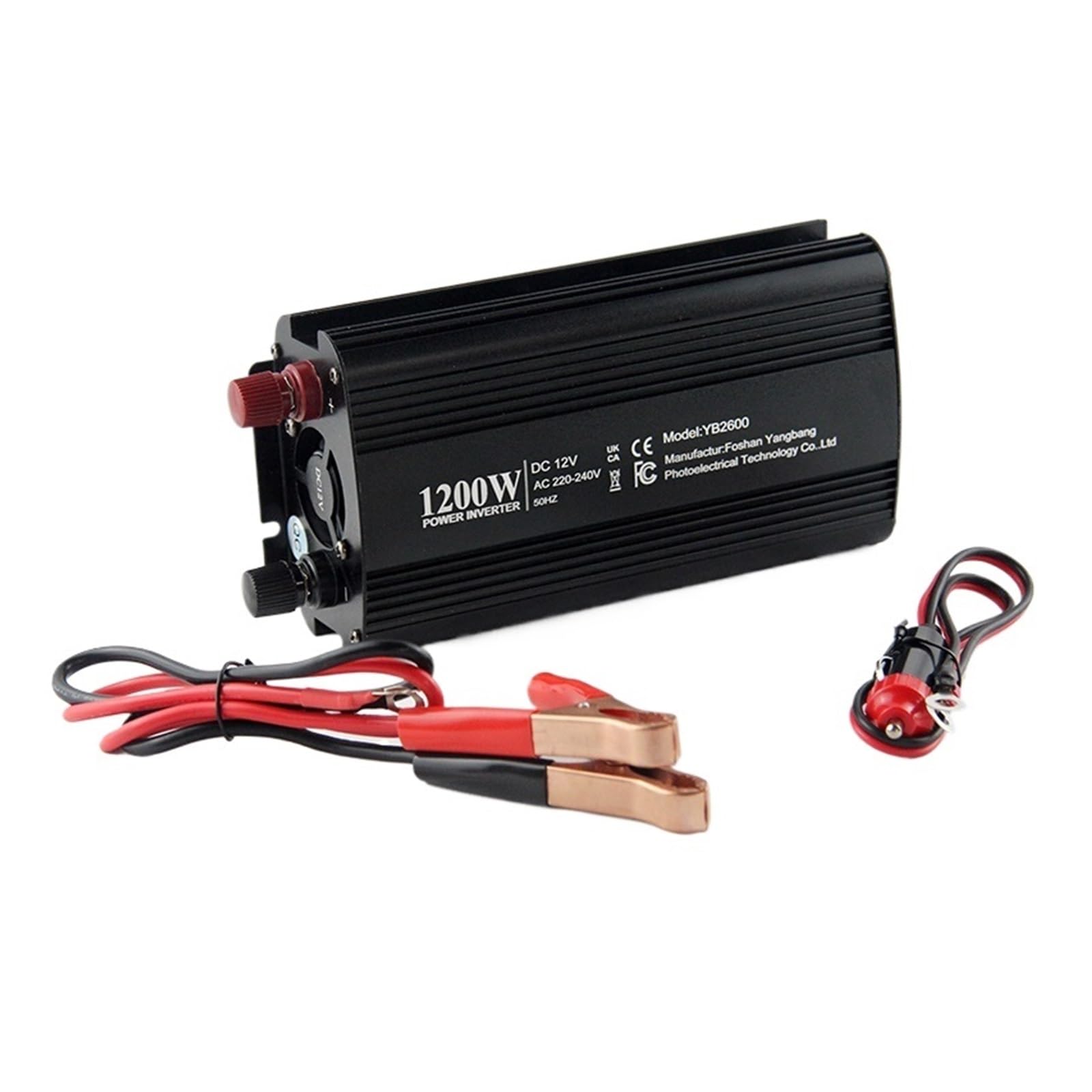 Przetwornica napięcia samochodowego 1200 W (szczytowa) DC 12 V na AC, gniazdo AC i ładowarka samochodowa USB odpowiednia do samochodów, domów, laptopów