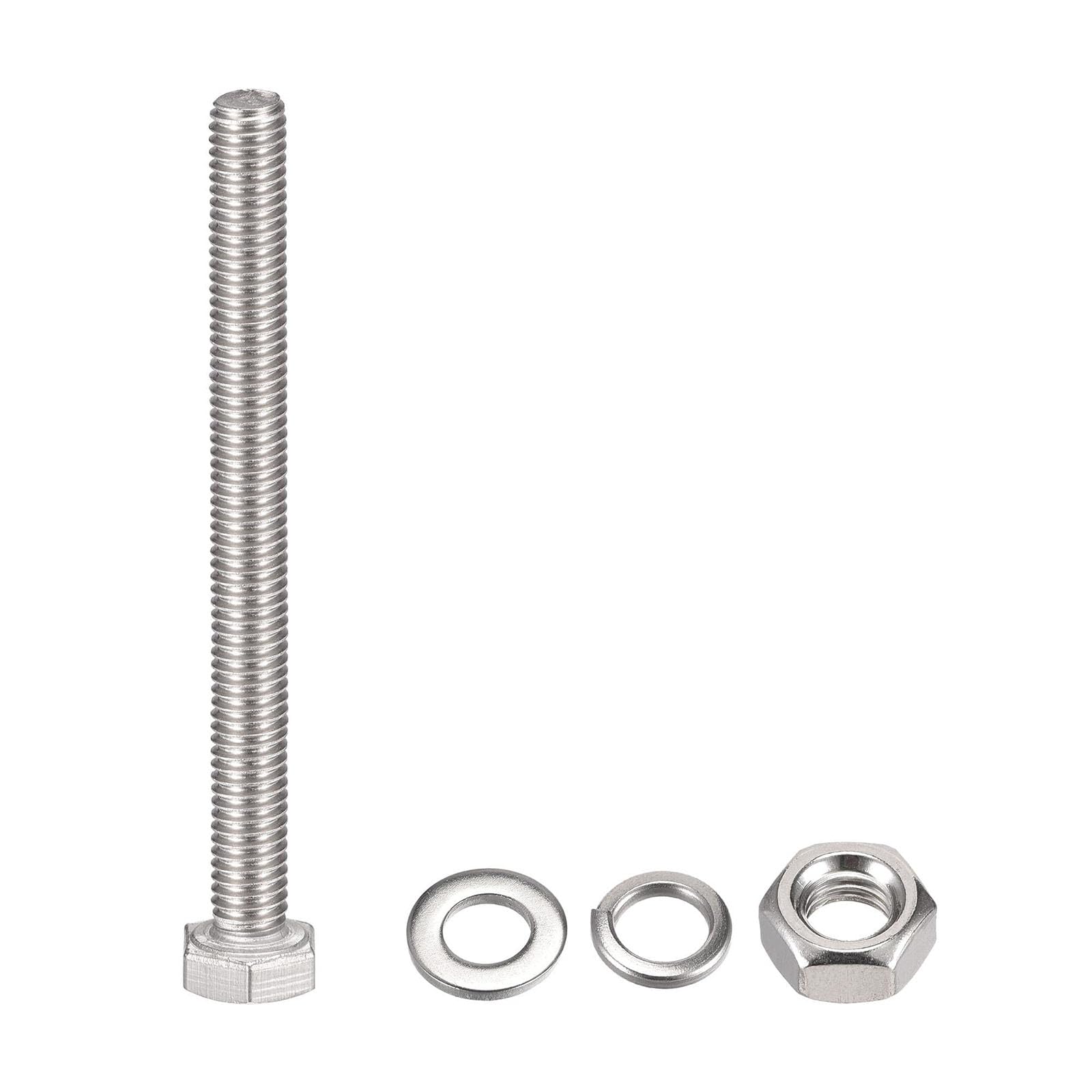 TOP-VIGOR 6Pcs M6 x 75mm Hex Head Screws Bolts, Nuts, Flat & Lock Washers Kits - Image 3