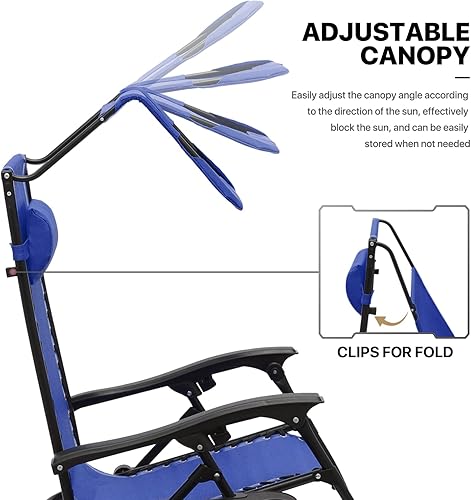 Miniatura 8 de MoNiBloom 2 piezas para sala de estar al aire libre, patio, playa, jardín, silla con bandeja de utilidad, soporte para tazas, color azul