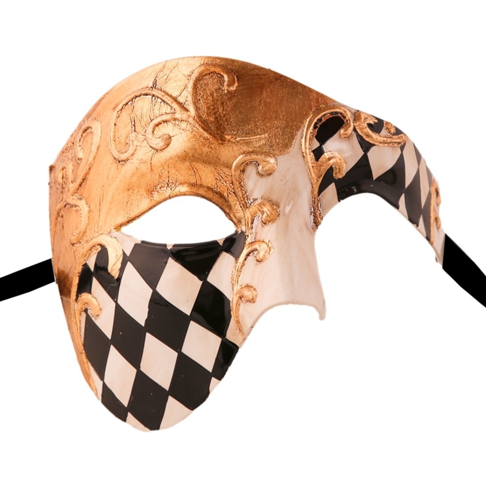 Luxury Mask Half Face Masquerade For Men Phantom Of The Opera for Masquerade Party, Venetian Party, Mardi Gras, Halloween & Cosplay
