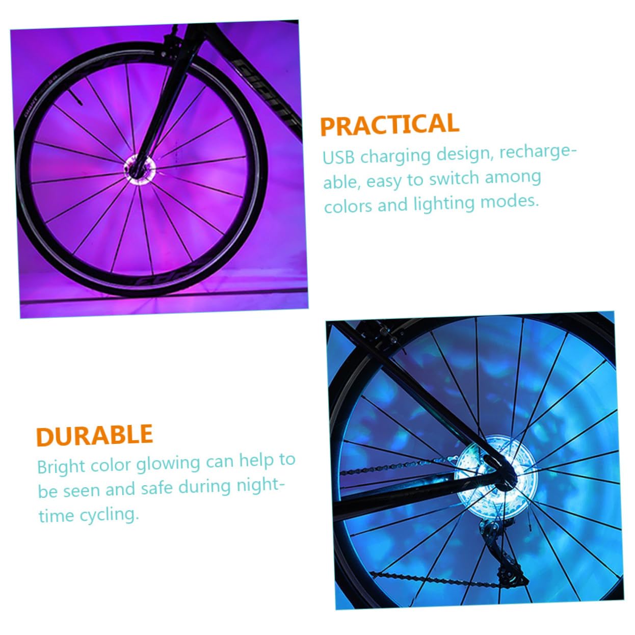 POPETPOP 3pièces Lumière LED pour De Vélo Lampe Décorative Rechargeable USB Étanche Clignotante Accessoire De Vélo pour Nocturnes
