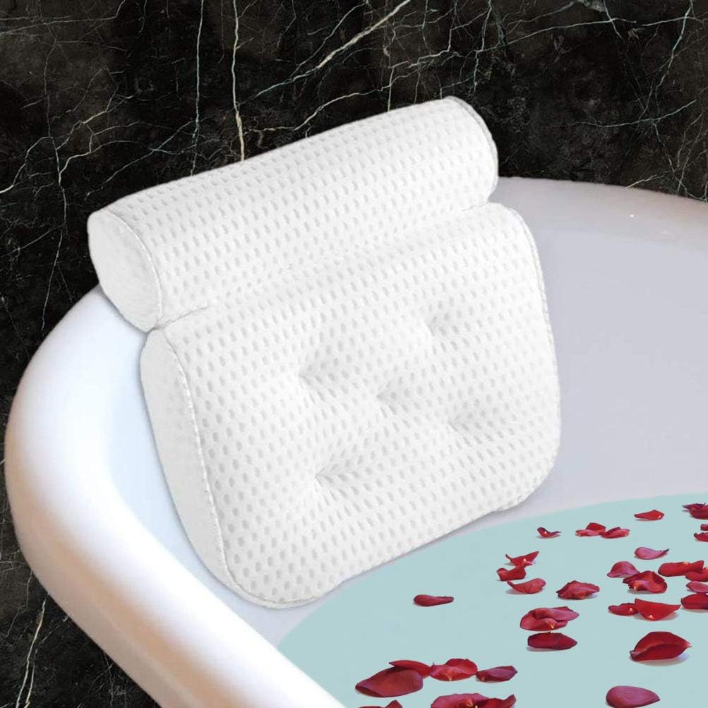 FitheavenBath Pillow for Bathtub Support Neck,Head and Back with Non-Slip Suction Cups and Comfortabl 4D AirenMesh Bathtub Pillow for Women & Men