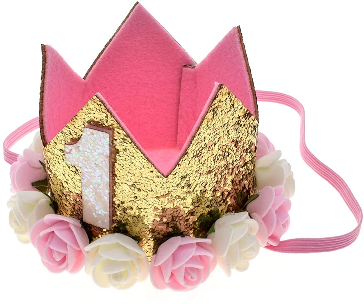 Party Propz 1st Birthday Crown Cap for Baby Girl | Crown for 1 Year Baby | Hats for Kids | Caps for Kids | Crowns for Girls 1