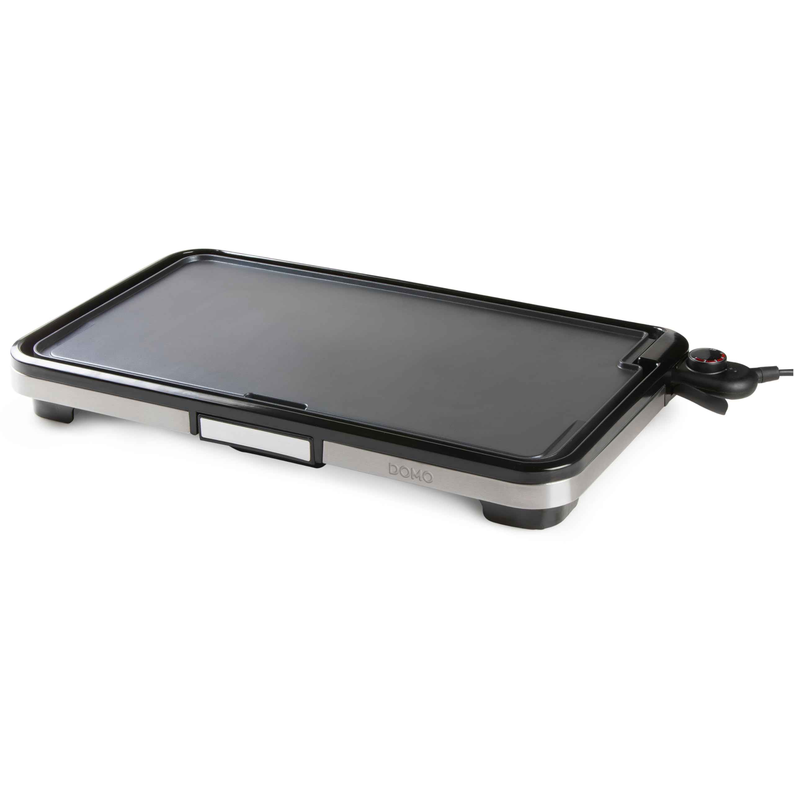 DOMO DO9263G Electric Grill Plate XXL - Plancha-Grill 55 cm - Herausnehmbares Auffangschälchen - 2200 W - Teppanyaki - Schwarz/Silber