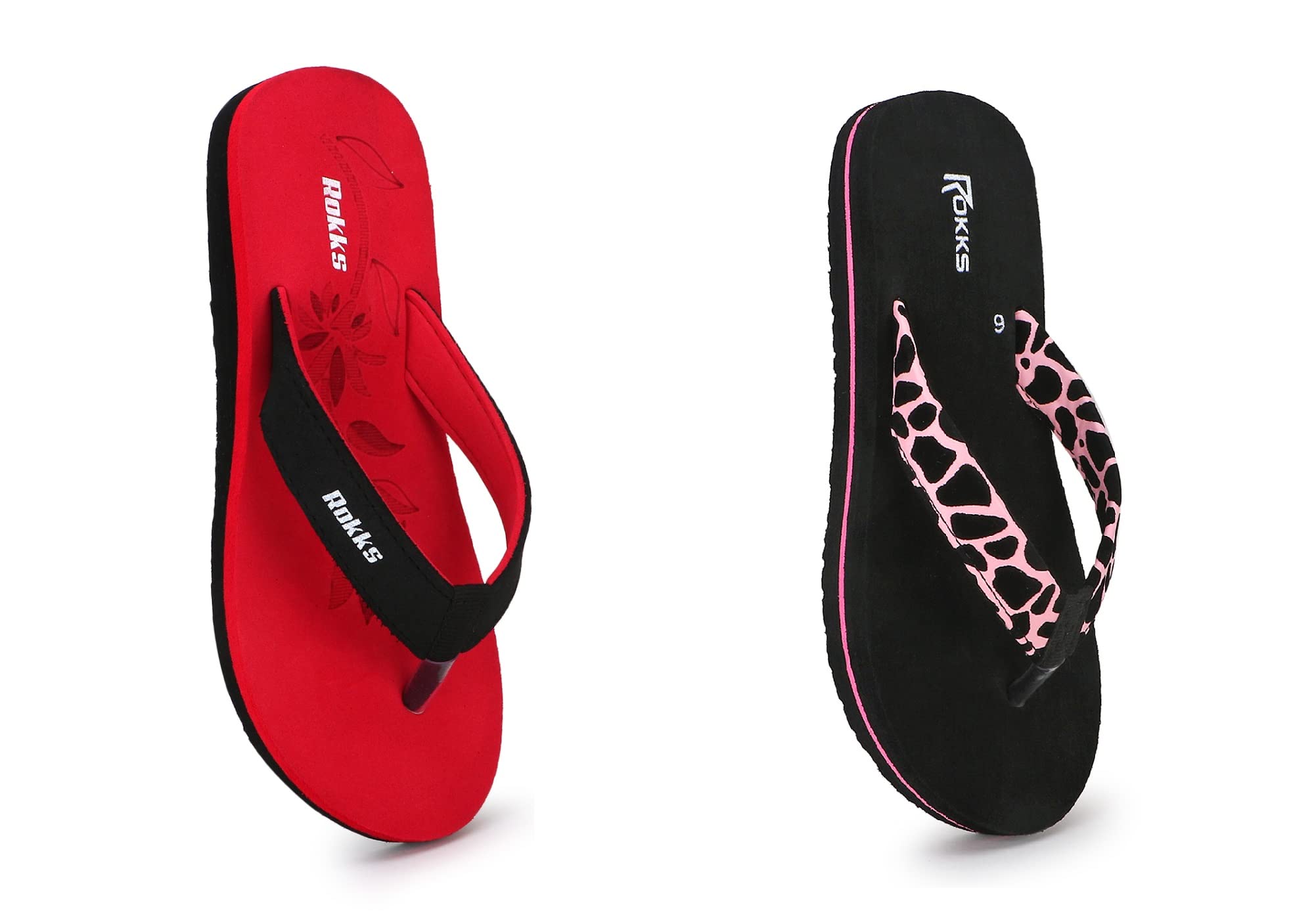 ROKKS Womans Fashion Stylish Soft Comfortable Slipper for Girls/Ladies (Combo Pack Of 2) (BlackPink&Red, numeric_7) (B0BKVW1L3Z) Amazon Price History, Amazon Price Tracker