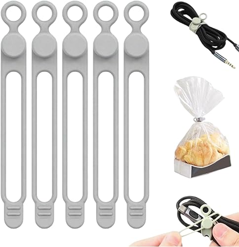 Miniatura 15 de Sujetacables de silicona, organizador de cables reutilizable de datos 2026, gestión de cables de viaje para electrodomésticos, gestión de cables
