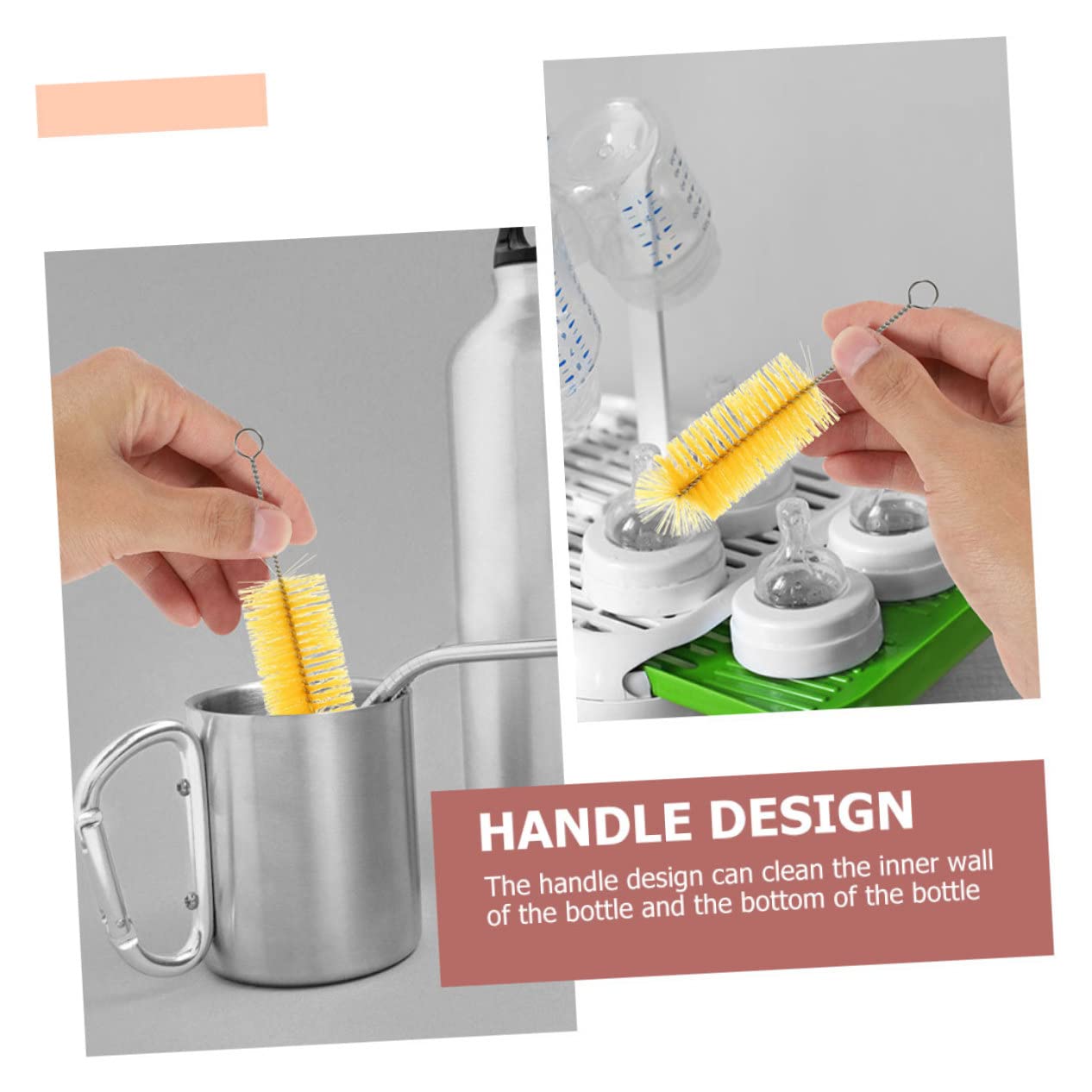 Healeved 60pezzi Spazzole Per La Bottiglie Per Multi- Inossidabile e Silicone Bottiglie Utensili Giallo
