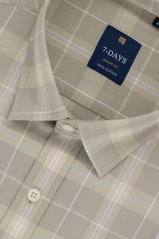 Image of 7-DAYS Men's Premium Check Shirt - 100% Cotton, Tailored Fit (Between Slim & Regular), Full Sleeve, with Pocket - Smart Office & Casual Look