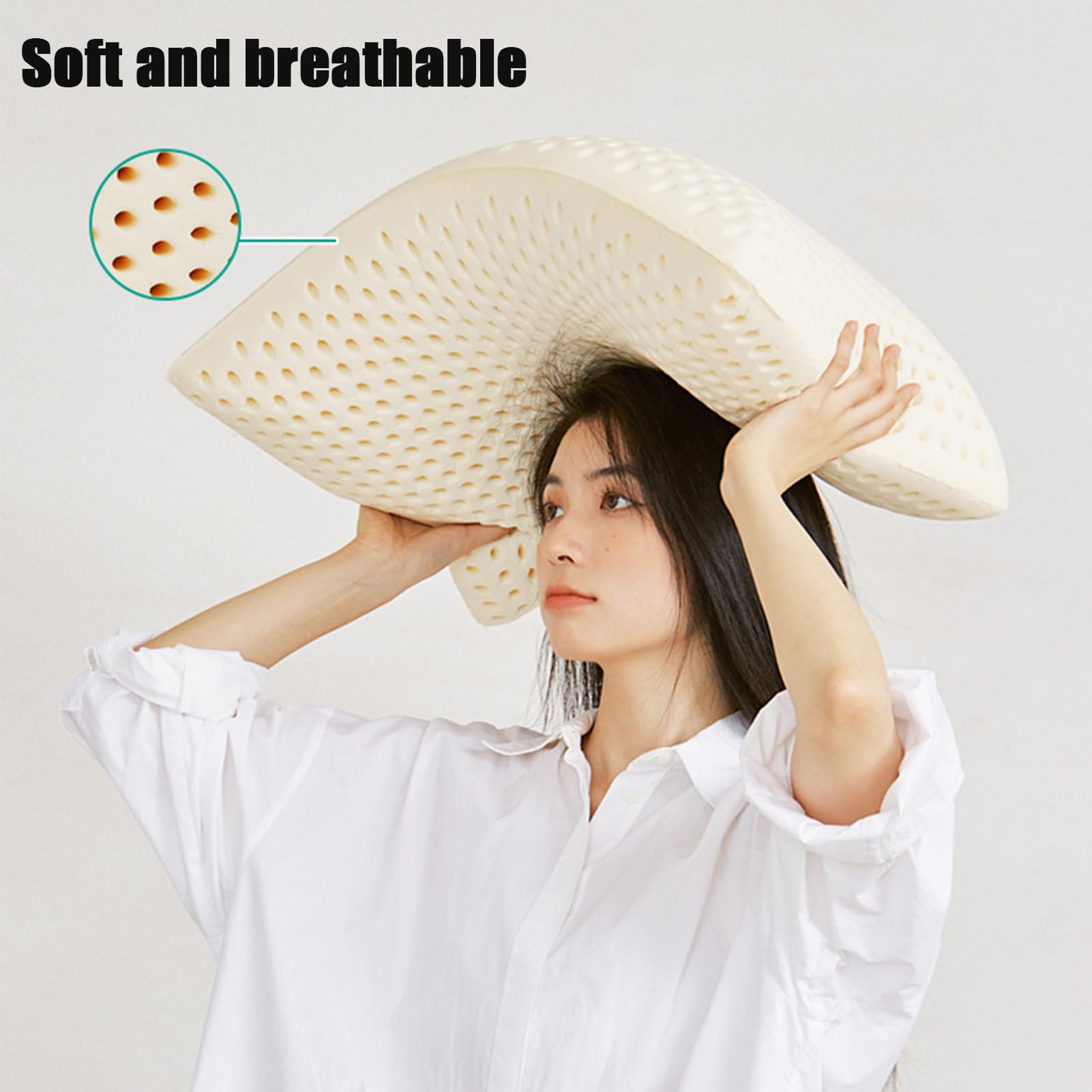 Almohada Latex, Almohada de látex Natural, Almohada Cervical de Espuma Viscoelástica Ergonómica, para Dormir De Lado,40x70cm（15.7x27.6in）