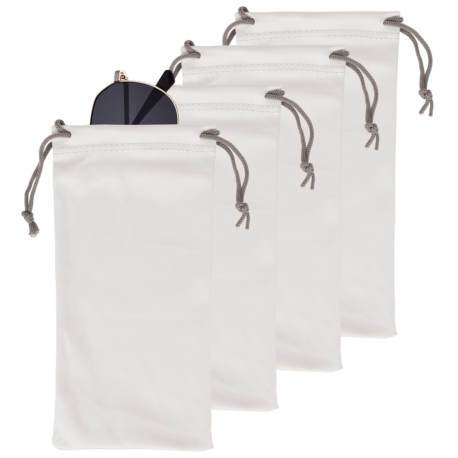 Vemiss 4 Pcs Microfiber Glasses Pouch, Soft Drawstring Case