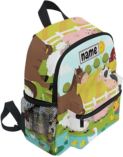 Miniatura 2 de Mochila personalizada con nombre para niños, animales de granja, caballo, vaca, cerdo, mochila para viajes de guardería, bolsas de libros