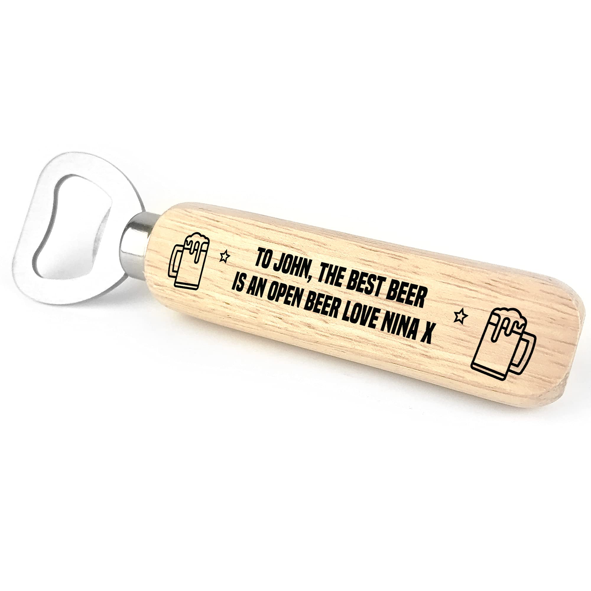 Personalised Beer Gift for Dad Uncle Son Brother Bottle Opener Alcohol Gift