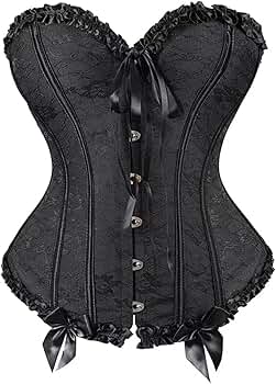 Amazon.com: Black Corset Top Plus Size Bustier Cordet Women