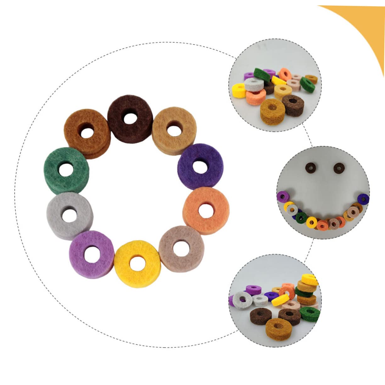 TOYANDONA 60piezas Almohadillas De Fieltro Coloridas Para Platillos De Batería De Accesorios De Resistentes y Duraderos Diseño Único y Fácil Instalación