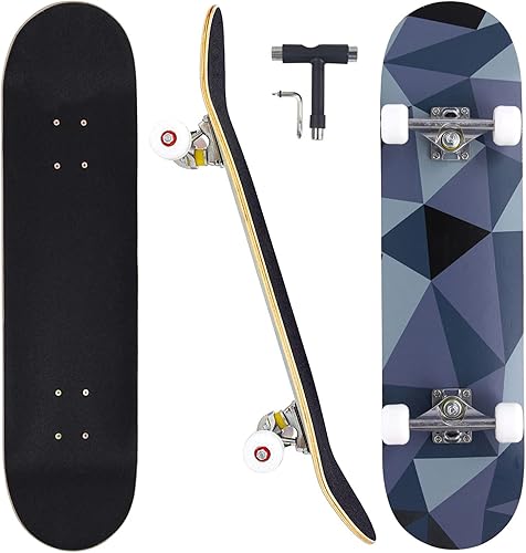 Patinetas para principiantes, adultos, jóvenes, adolescentes, niños o niñas, de 31 x 8 pulgadas, patinetas completas de 7 capas de madera de arce