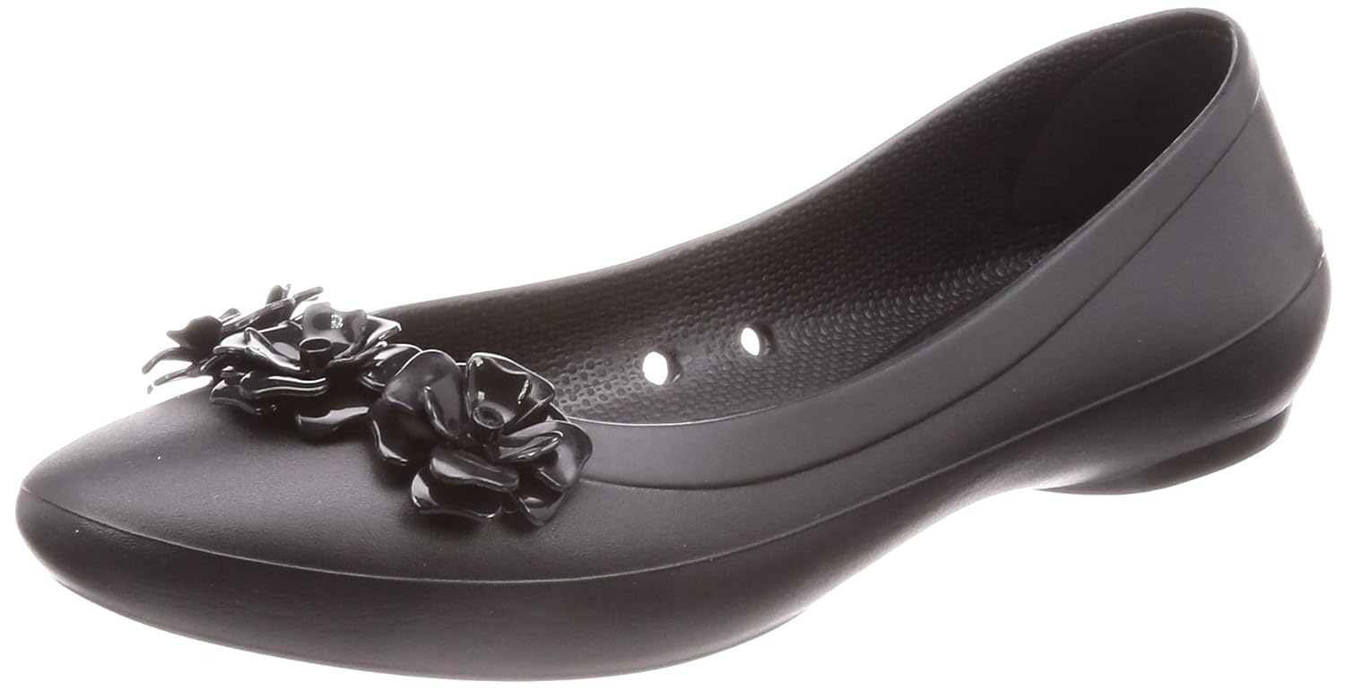 black flower crocs