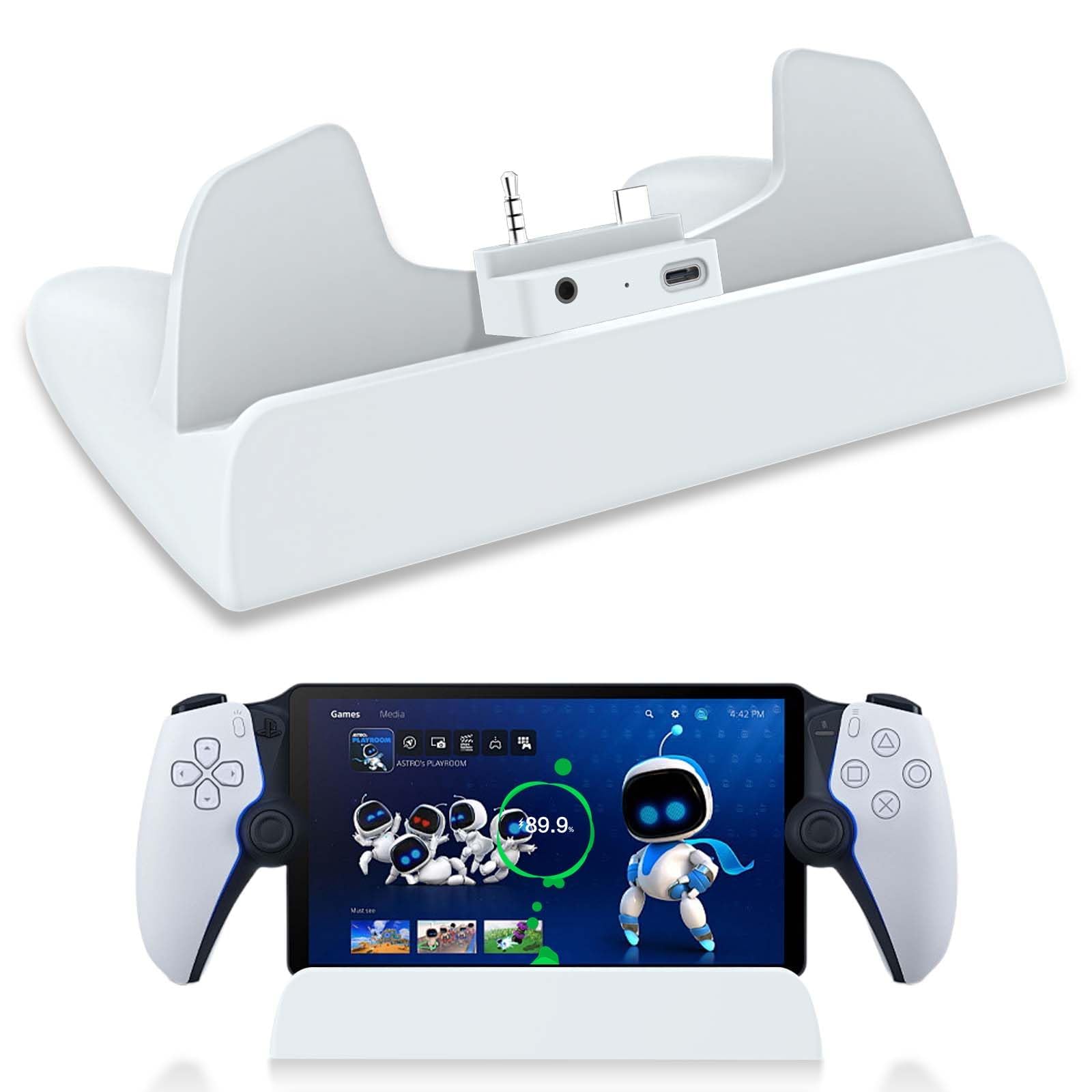 NALACAL Charging Stand with Adapter for Playstation Portal, Portable Charging Converter for PS Portal, Charge Base Holder for PS5 Portal Remote Player, PS5 Portable Accessories Stand Charger Station