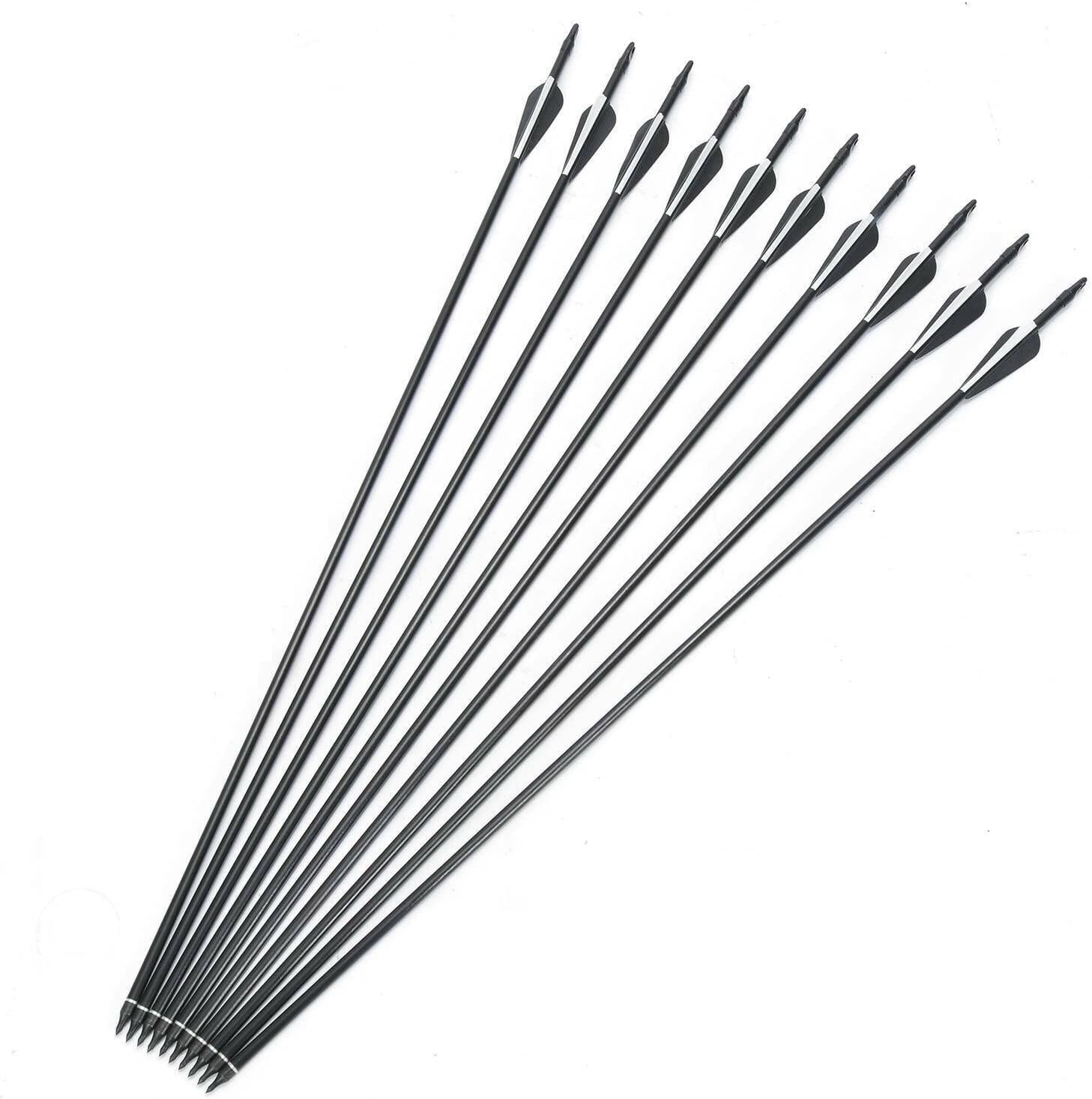 Trintion 10 Pcs Archery Carbon Arrows Spine Fiberglass Practice
