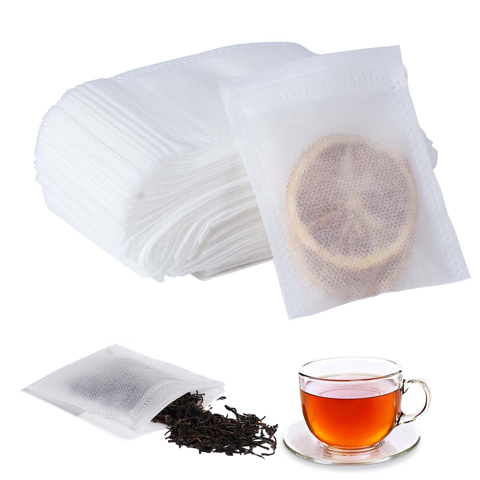 Vinabo 400 sztuk filtrów do herbaty, zaparzacz do herbaty ziołowej, 7 cm x 9 cm filtr herbaty ze sznurkiem, jednorazowe torebki na herbatę i dyszę do herbaty sypanej, aromatycznej herbaty, przypraw,