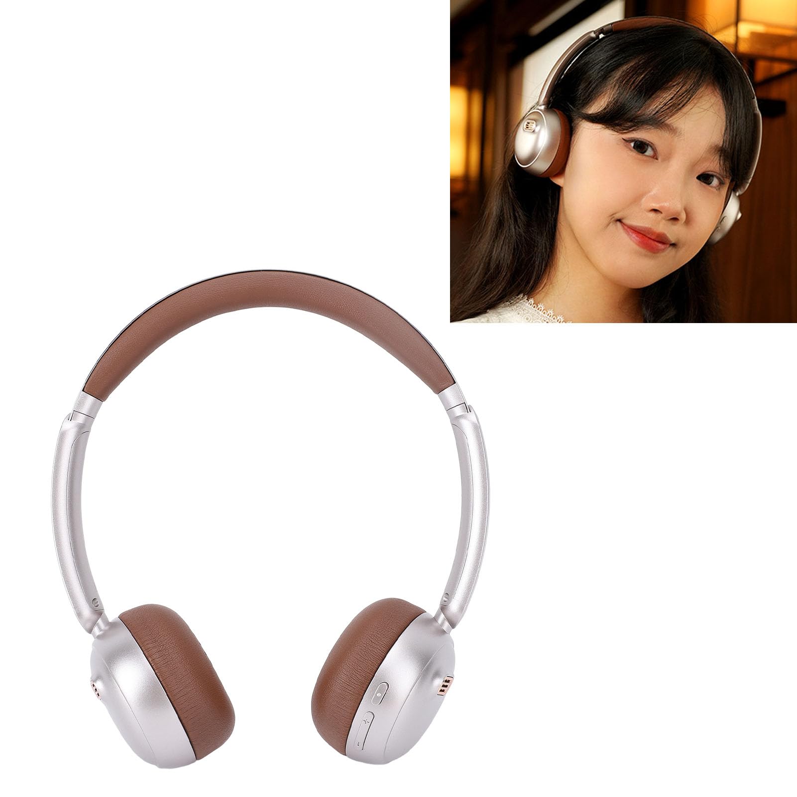 Tosuny Cuffie Bluetooth retrò con Cancellazione Attiva del Rumore, 45 Ore di Riproduzione, Cuffie Over ear in Stile Vintage per Viaggi, Spostamenti e Moda, Design Pieghevole (BROWN)