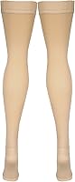 Vista 8 de Yaxa Basic Care Medias de compresión médica, soporte de 20-30 mmHg, medias hasta el muslo para mujeres y hombres, puntera abierta, beige, grande
