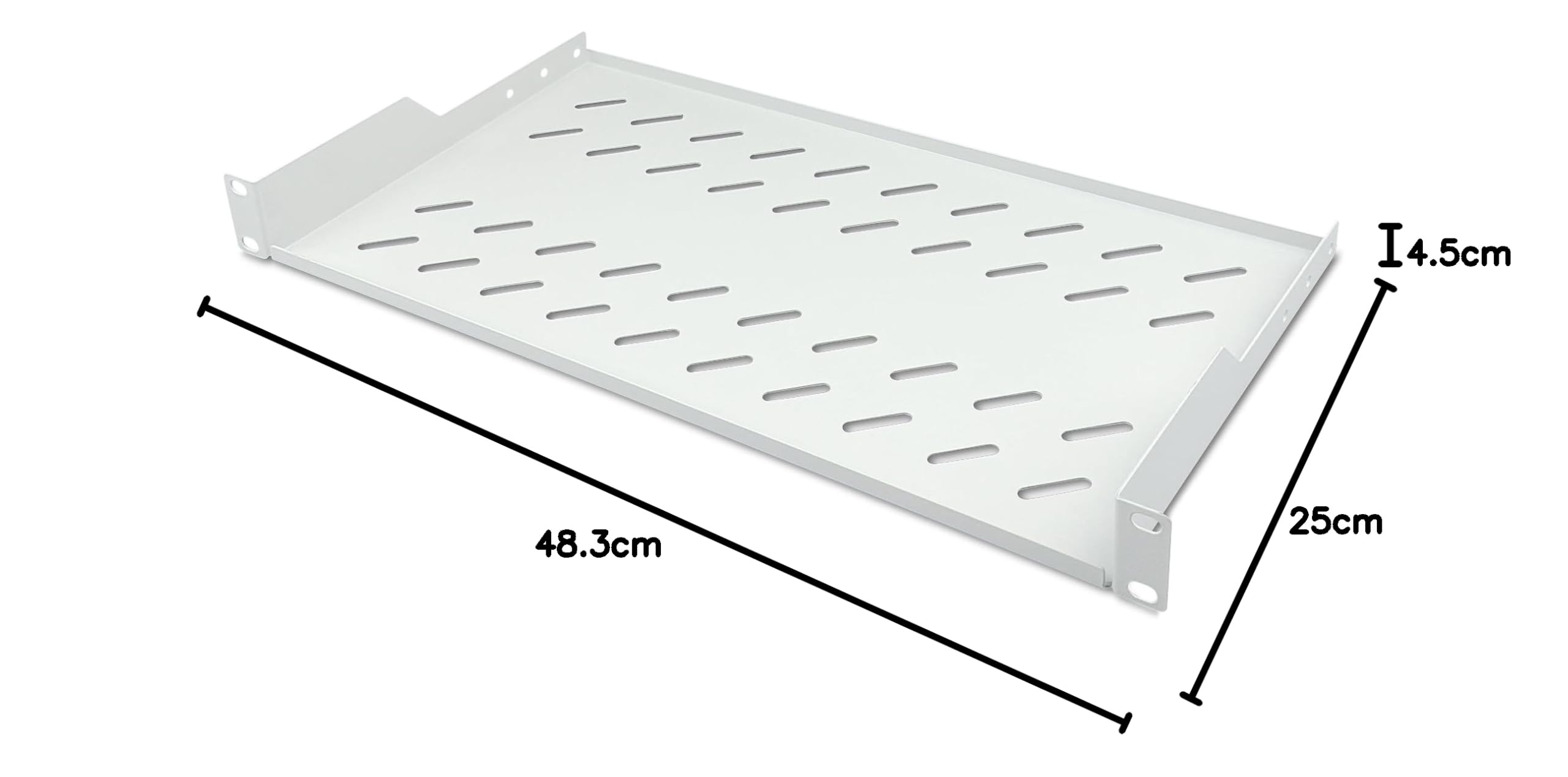 DIGITUS Fachboden zum Festeinbau – 19-Zoll 1HE – 250 mm Tief – Grau – Ansicht 2