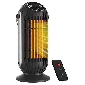 Space Heater 1500W with Remote Portable Desk Heater with Carry Handle 7H Timer 3 Modes Overheat and Tip-Over