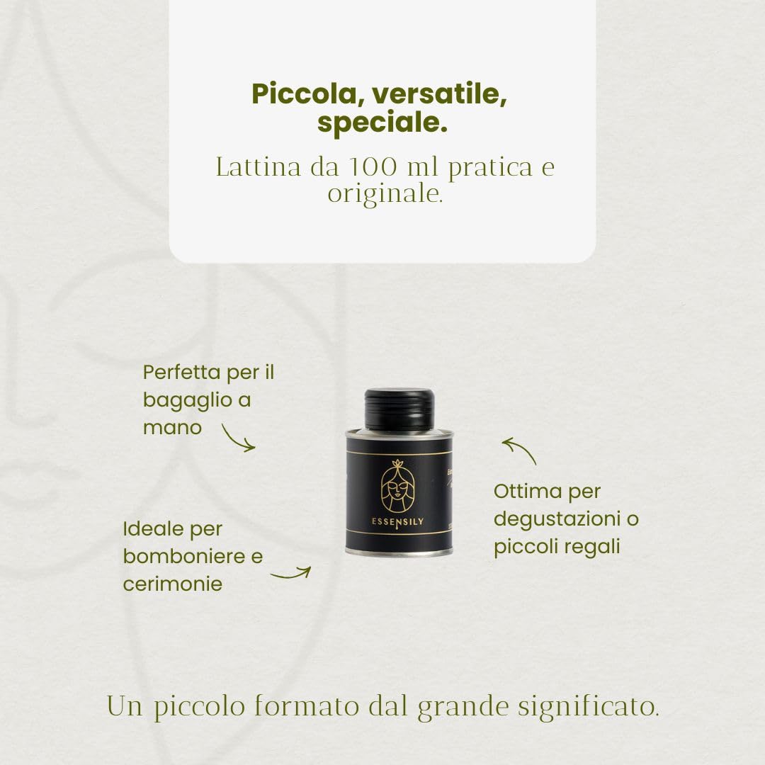 Olio Extravergine di Oliva 100 ml – Mini Bottiglia – Bomboniere e Regali Aziendali – Essensily (6 Pezzi)