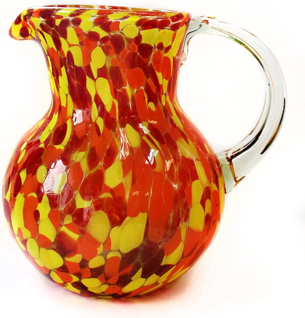 10" Glass Bola Pitcher, Handmade in Mexico, Monarch
