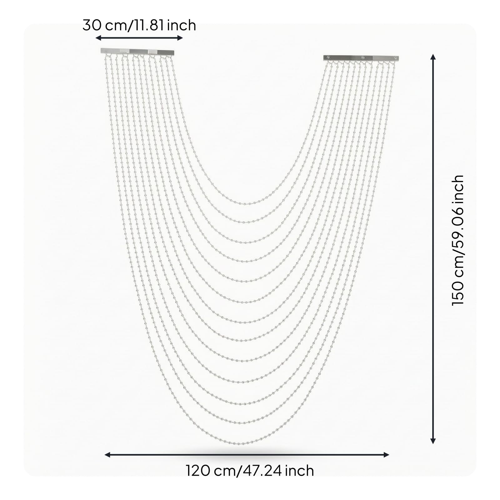 Amagogo Rideau de Plafond Événement Paroi Perles, Hauteur Maximale 1,5 Mètre, Largeur Réglable, Perles De Terre