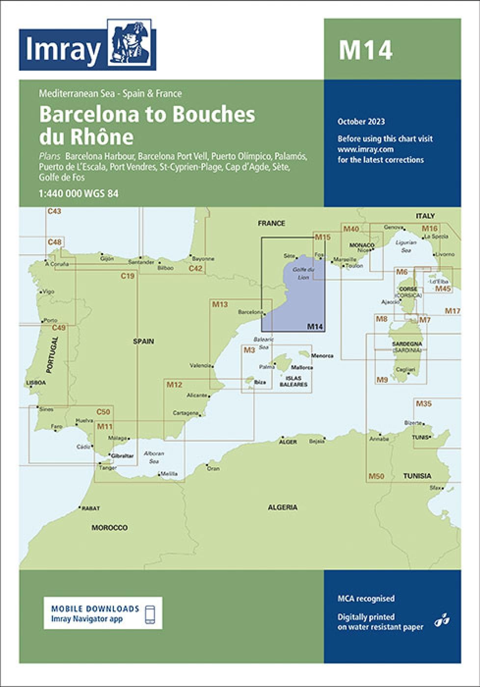 Imray Chart M14: Barcelona to Bouches du Rhône (M Chart Series)