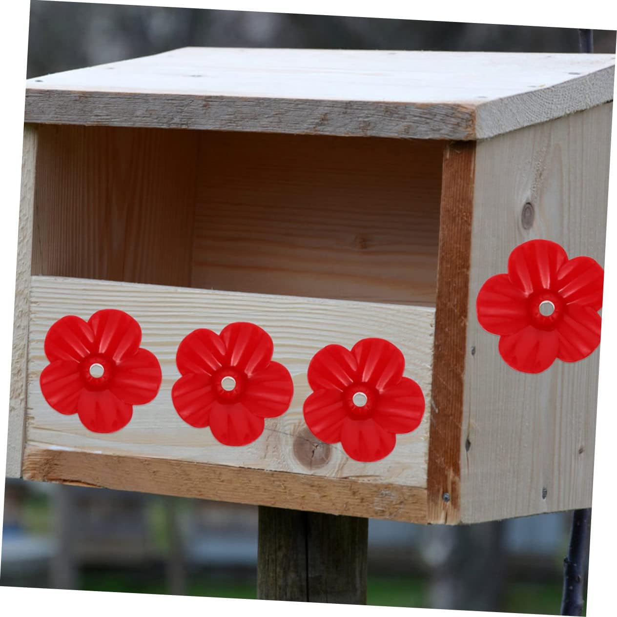 VANZACK 44pcs Hummingbird Feeder Replacement Flower Ports Attractive Red Decor for Outdoor Gardens Easy to Assemble and Clean Unique Floral Design to Lure Hummingbirds image 5
